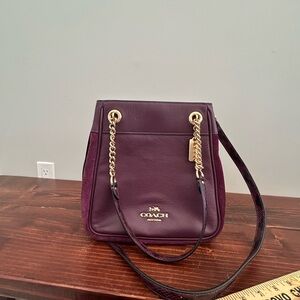 Coach Purple Crossbody Bag with Gold Accents